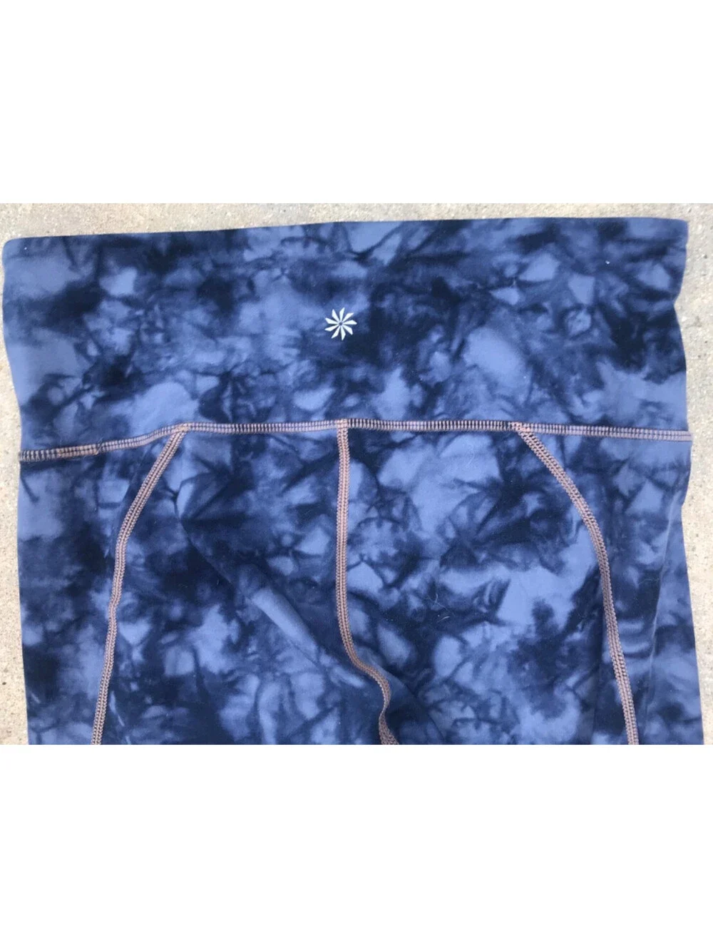 Athleta Powervita Blue Tie Dye Salutation Ankle Tight Legging Small Yoga Pant